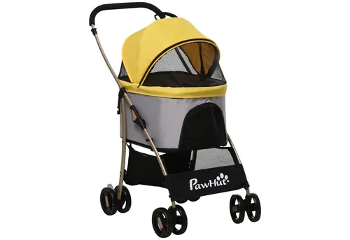 PawHut Hundewagen 2 in 1 - Fahrradanhänger und Tragetasche in einem, ideal für kleine Hunde und Katzen. Faltbar für einfache Lagerung und mit Sicherheitsleinen für sicheren Transport.