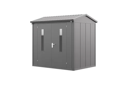 GFP Gerätehaus Lars, 228x180 cm, Metall-Gartenhaus mit Satteldach - Robustes Gerätehaus Lars aus feuerverzinktem Stahlblech, ideal für jeden Garten. Wartungsfrei und pflegeleicht, bietet es zuverlässigen Schutz bei extremen Wetterbedingungen und eine einfache Montage.
