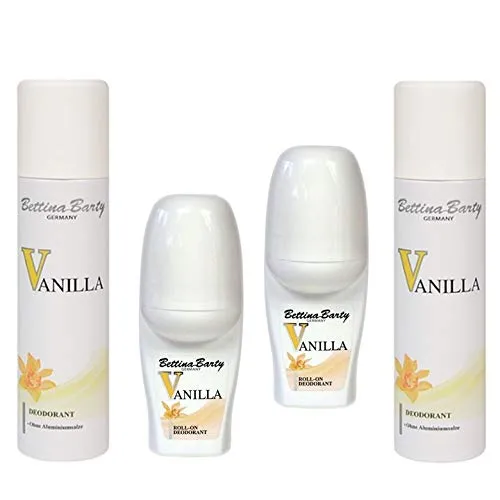 Bettina Barty Vanilla Roll-On Deodorant Roll-On 2 x 50 ml & Deospray 2 x 150 ml, 4 Stück