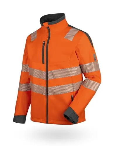 WÜRTH MODYF Warnschutz Softshelljacke Neon – Reflektierende Arbeitsjacke in Größe S - Praktische Warnschutzjacke in neonorange mit hoher Sichtbarkeit. Atmungsaktiv, winddicht und wasserabweisend (8.000 mm WS) – ideal für den professionellen Einsatz bei jedem Wetter.