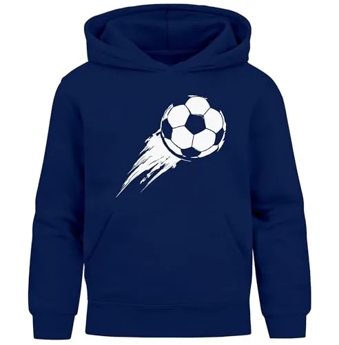 MoonWorks® Kinder Hoodie Jungen Fußball Sport Kapuzenpulli Geschenke Junge Kinderkleidung Aufdruck Print Navy 116