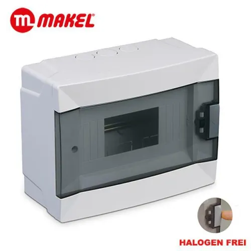 Sicherungskasten 1 Reihig für 8 Module Aufputz Verteiler AP Gehäuse Transparent