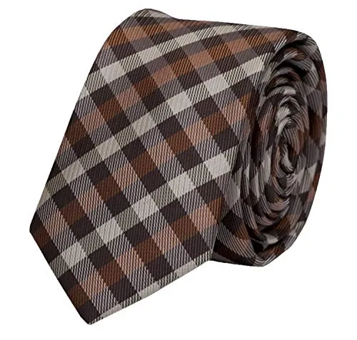Fabio Farini - Moderne Herren Krawatte kariert in 6cm Breite - Schlipse mit Karomuster für jeden Anlass Mehrfarbig Braun Dunkelbraun Crème
