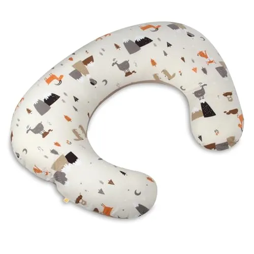 schlummersack Ergonomisches Stillkissen klein mit Baumwoll-Bezug Bergtiere, Oeko-Tex, Schwangerschaftskissen