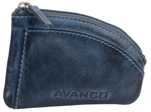 XL Schlüsseltasche aus blauem Leder für Autoschlüssel - Unisex Schlüssel-Etui aus hochwertigem Leder mit praktischem Reißverschluss. Multifunktional und klassisch im Design, ideal für die Aufbewahrung von Schlüsseln und Kreditkarten.