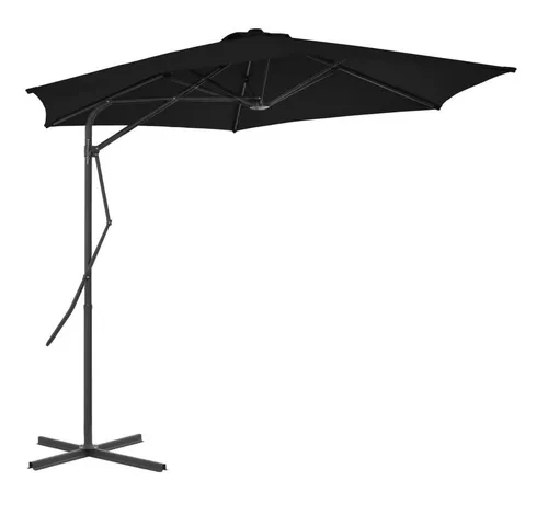 furnicato Sonnenschirm Schwarz 300x230 cm mit Stahlmast