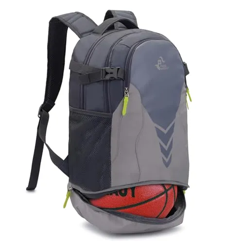 Bseash 35L Basketball Fußball Rucksack mit Boden Ballfach, große Kapazität Sport Rucksack Ausrüstung Turnbeutel für Jungen Mädchen Athleten (Hellgrau)