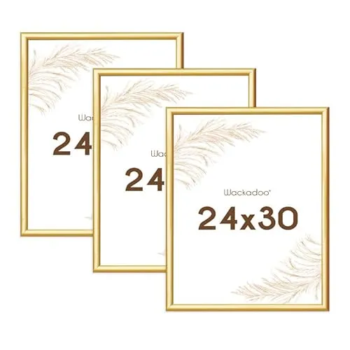 Wackadoo Bilderrahmen 24x30 Gold 3er Bilderrahmen Set Fotowand Fotorahmen aus leichtem Kunststoff mit Glas Picture frame Poster