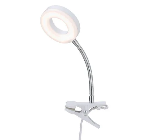 Briloner Leuchten LED Klemmleuchte, LED-Leuchtmittel fest verbaut, Warmweiß, Klemmlampe weiß Klemmleuchte Klemmlampe LED mit Stecker