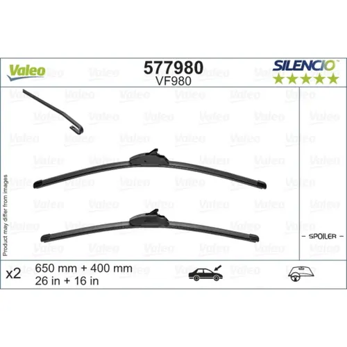 Valeo Wischblatt SILENCIO FLAT BLADE SET 577980 - Scheibenwischer mit flachem Design für optimale Sicht, leise Funktion und einfache Montage – ideal für alle Wetterbedingungen.