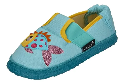 Nanga Goldfisch Mädchen Hausschuh - Komfortabler Slipper in Türkis - Hausschuhe aus 100% natürlichen Materialien mit rutschfester Naturkautschuk-Sohle. Ideal für gemütliches Spielen und Krabbeln zu Hause!