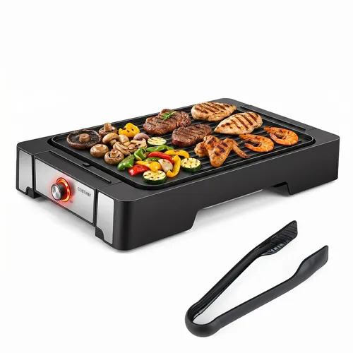 COSTWAY Elektrogrill 2300W Tischgrill mit 2 Heizzonen