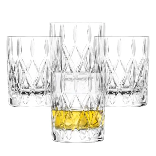 Schott Zwiesel Age Whiskyglas (4er Set), anmutige Whisky-Tumbler mit Relief, spülmaschinenfeste Kristallgläser (Art. Nr. 124299), Kristall