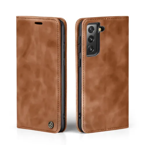 Handy Hülle für Samsung Galaxy S21 FE Klapp Magnet Smartphone Cover Case Braun