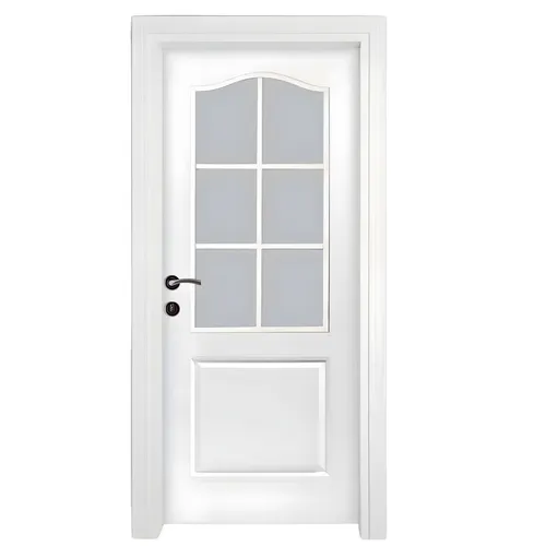 Weiße Tür mit Glaseinsätzen B-01 für Wohn- und Esszimmer - Moderne Kompletttür mit Milchglaseinsätzen, ideal für stilvolle Wohnräume. Maße: 87 x 205 cm, aus hochwertigem Holz gefertigt, inklusive 2 Jahre Herstellergarantie.