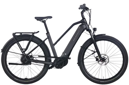 Kalkhoff Image 5.B Season 625 Wh Damen Trapez E-Bike 2025 - E-Bike für Damen mit 625 Wh Akku, ideal für lange Touren und komfortables Fahren in elegantem Schwarz.