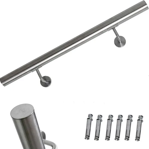 Melko Handlauf Edelstahl V2A 130cm mit Wandhalterung