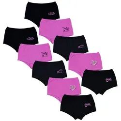 TupTam Boxershorts 10er Pack für Mädchen - Bunt, Rosa & Schwarz, Größe 140-146 - Kinder-Wäsche, weicher Stoff aus 95% Baumwolle für hohen Tragekomfort und perfekte Passform - ideal für den täglichen Gebrauch.