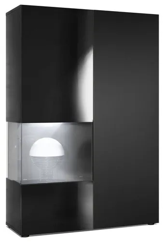 Vladon Standvitrine Morena mit Beleuchtung - Elegante Standvitrine mit 2 Türen und 7 Fächern für individuellen Stauraum. Mit Push-To-Open Mechanismus und hochwertigem ESG-Sicherheitsglas. Perfekt für stilvolle Akzente in Ihrem Zuhause.