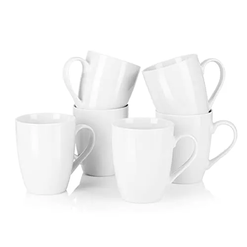 MALACASA, Serie Elisa, 6 TLG Porzellan Kaffeetasse Becher Set Tee Tasse Kaffeebecher Grauweiß