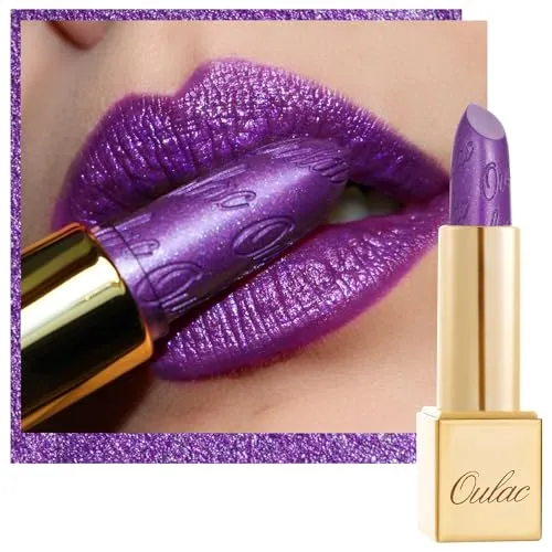 OULAC Lippenstift Metallic Glanz Finish, Violett Glitzer in lila von Oulac
