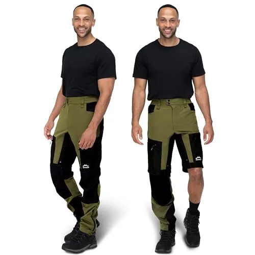 Alpenwert® Wanderhose Herren Zip Off – Outdoor Hose wasserabweisend & elastisch mit Belüftung - Ideal fürs Trekking & Wandern - [ Farbe Olive Grün/Größe M ]
