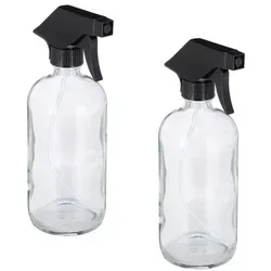 Relaxdays 4 x Sprühflasche aus Glas Schwarz,Transparent