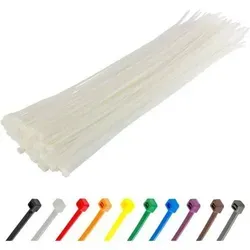 Kabelbinder 100 Stück 200mm x 3,6mm in Weiß/Naturfarben - Entdecke die vielseitigen Kabelbinder in Weiß/Naturfarben! Mit 200 mm Länge und einer Zugfestigkeit von 18,2 kg sind sie ideal für Heimwerker und den gewerblichen Einsatz. UV-beständig und wetterfest – perfekt für drinnen und draußen!