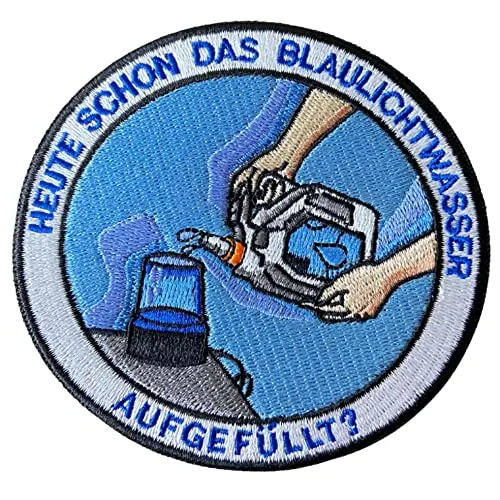 Polizeimemesshop - Blaulichtwasser Textil Patch - Klettpatch - Polizei - Sirene - Prakti - Praktikant