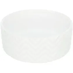 Futterstation aus Keramik - 0,9 l, 16 cm, Weiß, freundliches Design für Haustiere und langlebig in der Nutzung