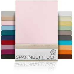 Beautex Spannbettlaken Spannbetttuch Bettlaken aus gekämmter Baumwolle Premium Jersey 160g/m2, Jersey, Gummizug: rundum, (1 Stück) rosa 100 cm x 200 cm