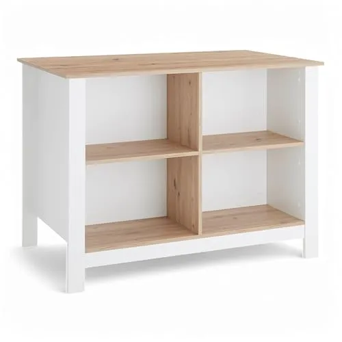 Mid.you Kücheninsel in Weiß und Eiche Artisan