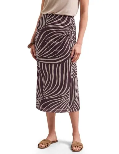 Street One Midi-Rock aus Mesh mit Print Rustic Rouge 44 von Street One
