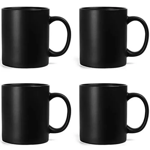 SHOWFULL 340ml Tasse 4er Set, Family Keramiktasse für Kaffee, Tee, Kakao und Glühgetränke, klassische Tassen, Mattschwarz