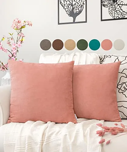 pamuq Kissenbezug - ohne Füllung - 40x40 Samt, rosa, 2er Set - 2 Kissenbezüge mit Reissverschluss für Dekokissen, Zierkissen, Sofakissen, Couchkissen - Deko Kissen Bezug Kissenhülle