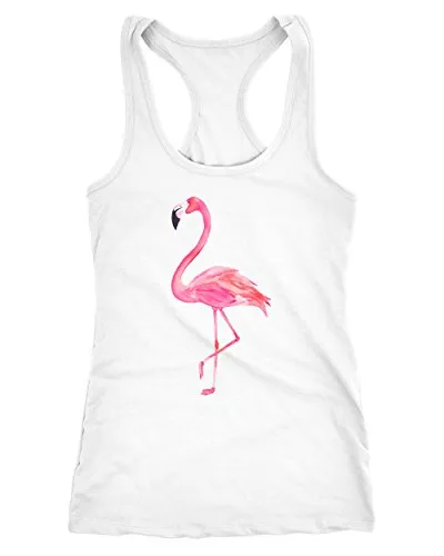 Neverless Damen Tank-Top Flamingo Racerback Trägertop weiß XL