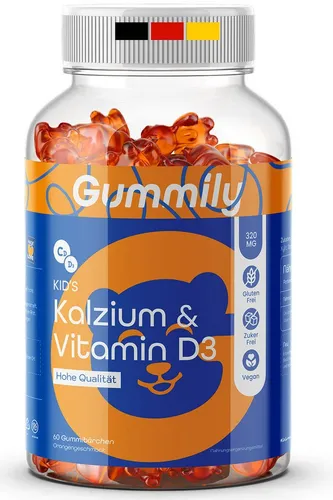 Gummily® Kalzium Vitamin D3 Gummibärchen - alt. Vitamin D3 Capsules Gummibärchen, 180 g
