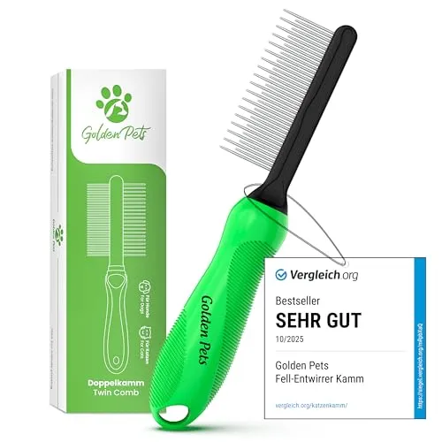 Golden Pets Fell-Entwirrer Kamm - Entfilzungsmesser & Unterwollbürsten für Hunde, ideal für mittel- bis langhaarige Tiere mit schonender Pflege und ergonomischem Griff für müheloses Entwirren.
