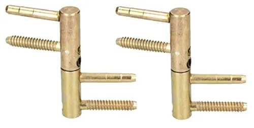 KOTARBAU® 2er Set Einbohrband 14 mm Messing Universal Türscharnier Haustürband Robust Zargenband Futtertüre Hohe Tragkraft Zylinderkopf Verstellbar