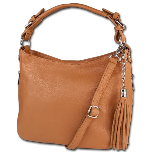 Toscanto Damen Schultertasche Shopper aus Leder - Elegante Schultertasche aus echtem Leder in tan-braun, ideal für den täglichen Gebrauch. Mit Reißverschluss und italienischer Handarbeit für stilvolle Akzente.