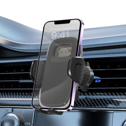 YISH Kfz Handyhalterung Auto Lüftung： 360° Autohalterung Handy Halterung Auto, Phone Holder Car [Upgraded Hook & Silicone] Smartphone Handyhalter Auto für iPhone Samsung Google Sony Handys usw