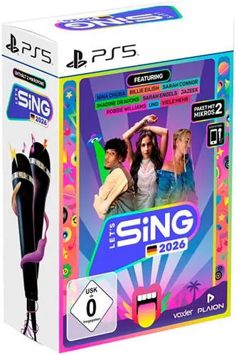 Lets Sing 2026 + 2 Mics für PS5 - Partyspiel für Sony PlayStation 5 mit 2 Mikrofonen für unvergessliche Karaoke-Abende – ideal für die ganze Familie!