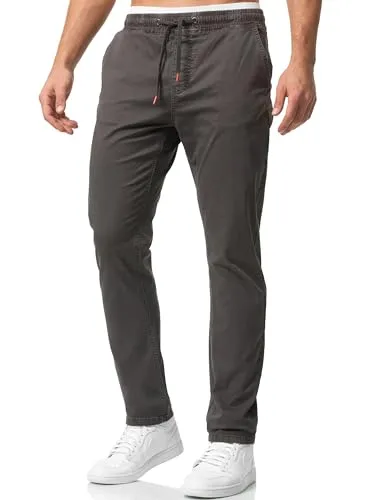 Indicode Herren Osborne Stoffhose aus 98% Baumwolle | Herrenhose Freizeithose für Männer Raven, L