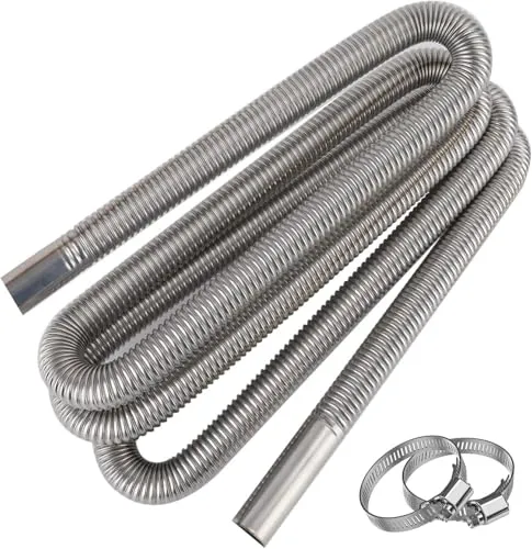 Abgasschlauch für Stromerzeuger, Cakapapo 300CM Auto Edelstahl Abgasrohr, mit Zwei Edelstahlklammern für Diesel Heizung