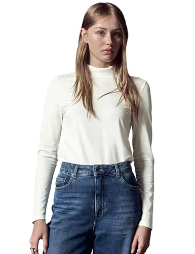 Street One Studio Damen Turtleneck Langarm Shirt - T-Shirts für Damen, feminines Turtleneck aus Baumwollmix mit Stretchanteil für optimalen Komfort und Vielseitigkeit beim Kombinieren.