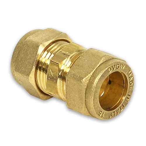Messing-Klemmverschraubung für Kupferrohre, Kupplung, 18-18mm