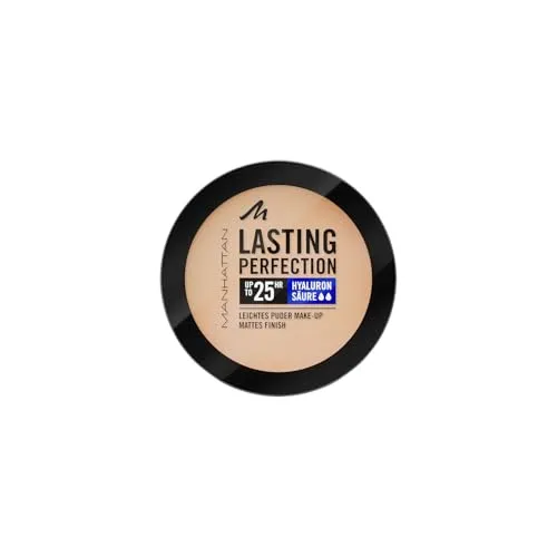 Manhattan Lasting Perfection Compact Make-up, Puder Make-up mit hoher Deckkraft für ein natürliches, mattes Finish, Fb. 003 Sesame, 7 g
