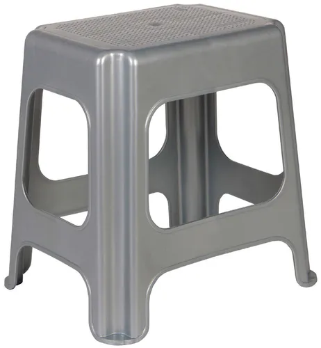 keeeper Maxi-Hocker aus PP silber - Robuster Hocker aus hochwertigem PP-Kunststoff in elegantem Silber, ideal für drinnen und draußen, leicht zu reinigen und platzsparend.