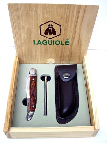Laguiole Taschenmesser Klappmesser mit Wetzstahl und Geschenkbox