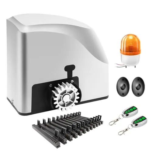 TOPENS RK500T Schiebetorantrieb - Tore-Zubehör für Schiebetore bis 600kg, inklusive 2 Fernbedienungen und Sicherheitsfunktionen wie Lichtschranke und Alarmleuchte für zusätzlichen Schutz.